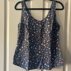 Patagonia Blue Printed "Honey Cooler" Button Back Tank Top